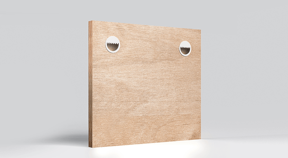Wooden panel back with milled recessed hanging points for invisible mounting