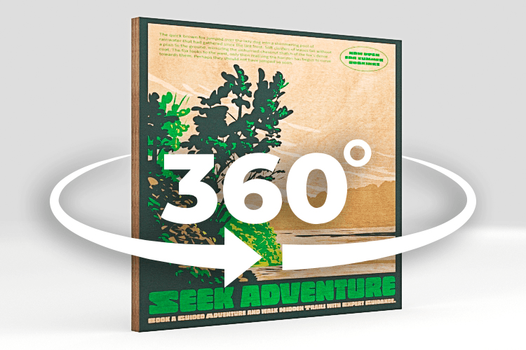 Rotate the product 360° and discover the print thickness, the finish and the ingeniously recessed hanging system on the back.
