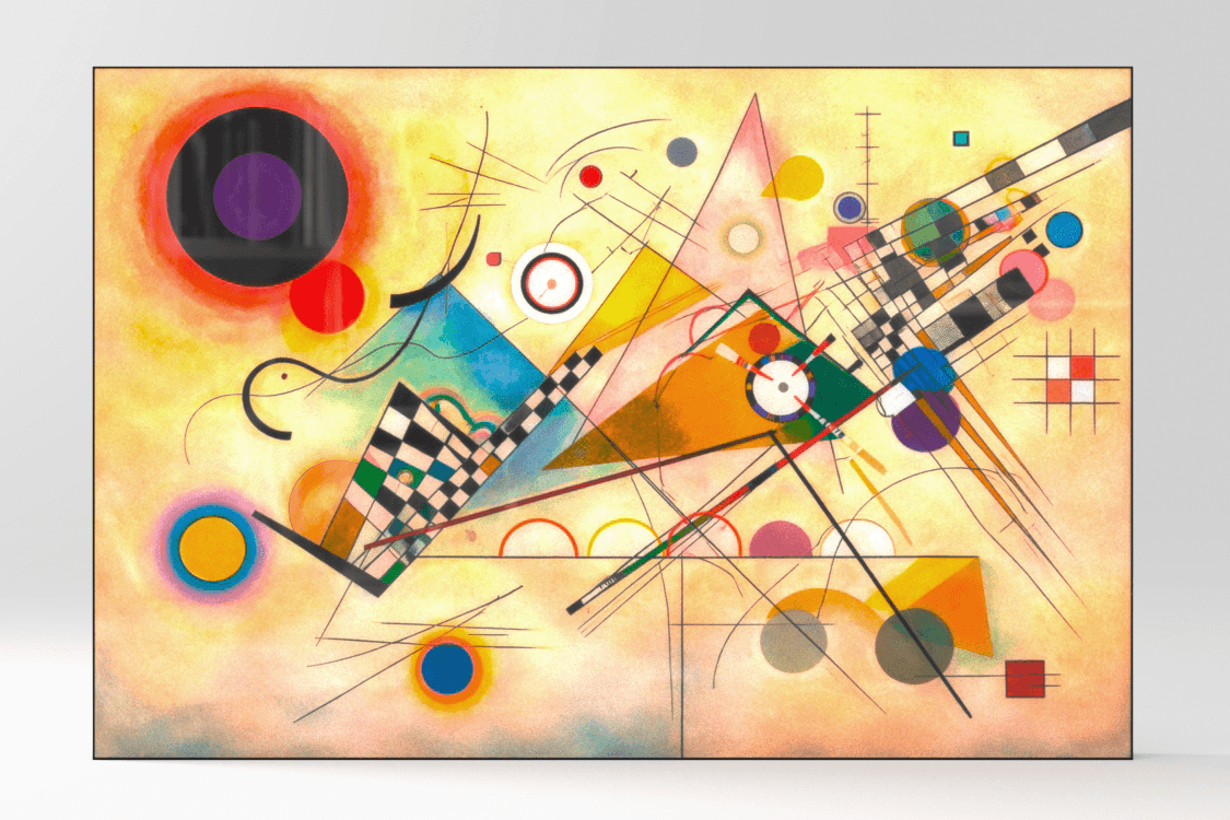 Acrylux Framed print with colorful Kandinsky-style abstract art in flush aluminum frame