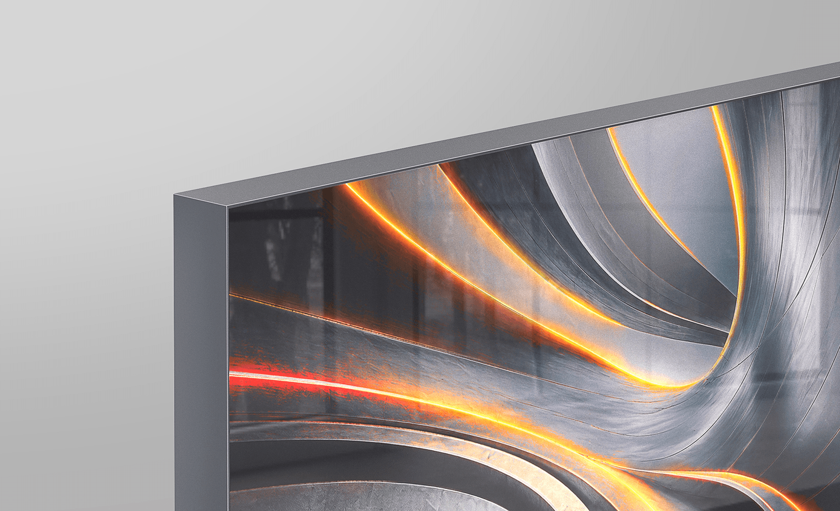 Acrylux Flush Framed corner detail with anthracite aluminium frame, showing seamless flush-mounted profile