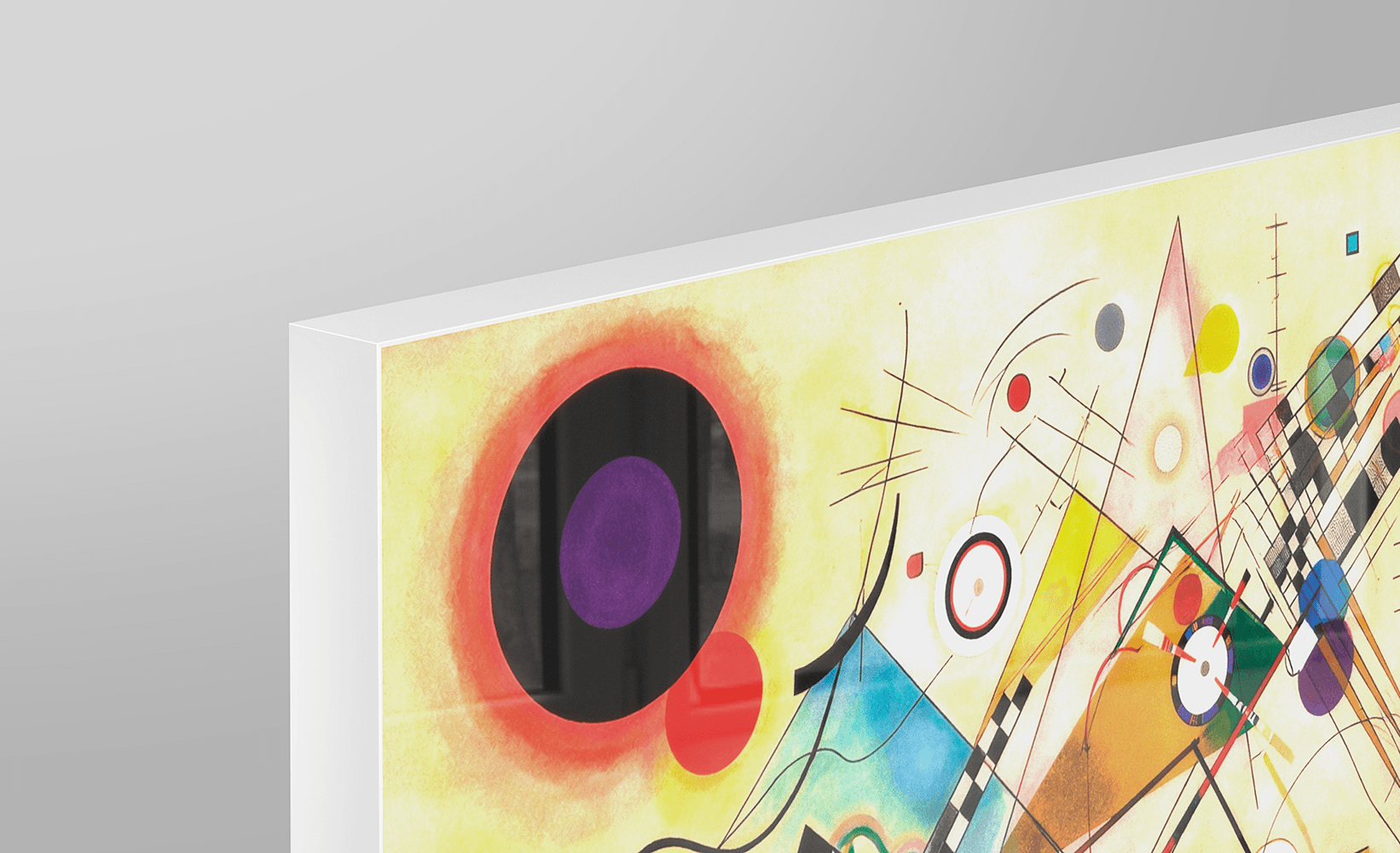 Acrylux Flush Framed corner detail with white aluminium frame, showing seamless flush-mounted profile