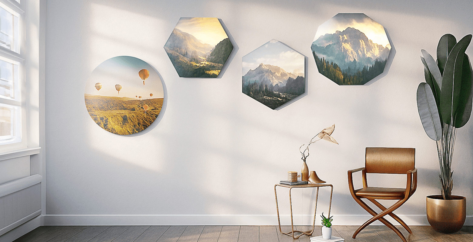Custom-shaped photo print with creative CNC-milled form